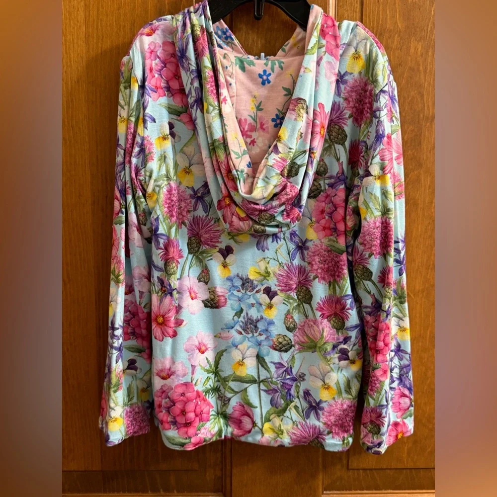 NWT Size 3T Posh Peanut Bamboo L/S Reversible Hooded Jacket - Hadley Floral - Picture 6 of 10